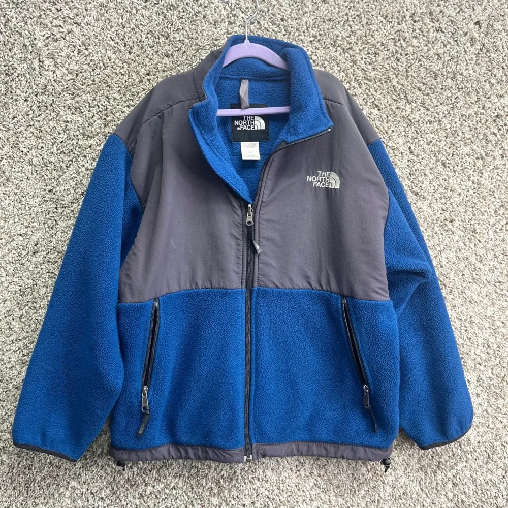 The North Face Jacket Kids Large Blue & Gray Denali Full Zip Fleece